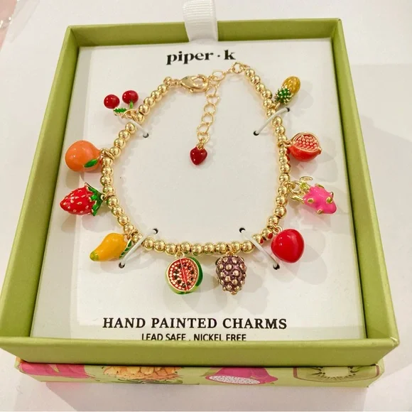 Piper K fruit charm bracelet viral summer tropical cherry strawberry - Picture 1 of 5